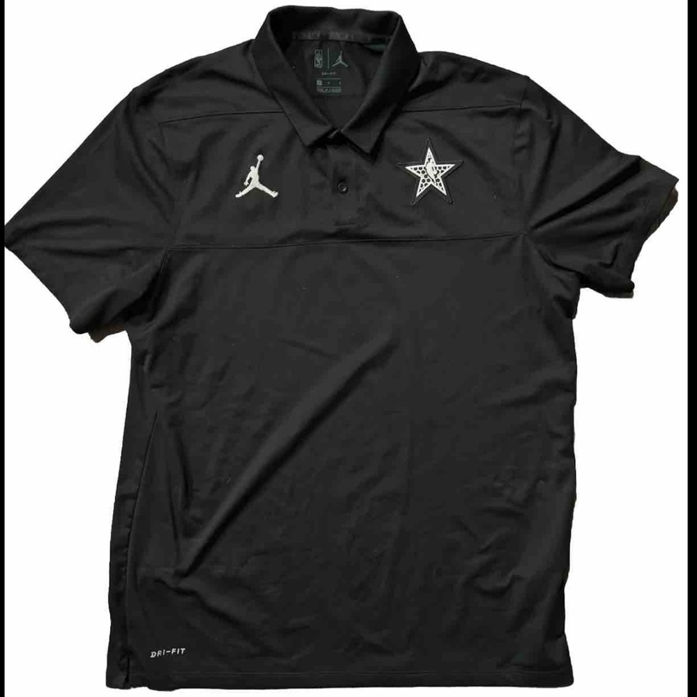 Nike Jordan Dri Fit Nba All Star Black Polo Mens Large